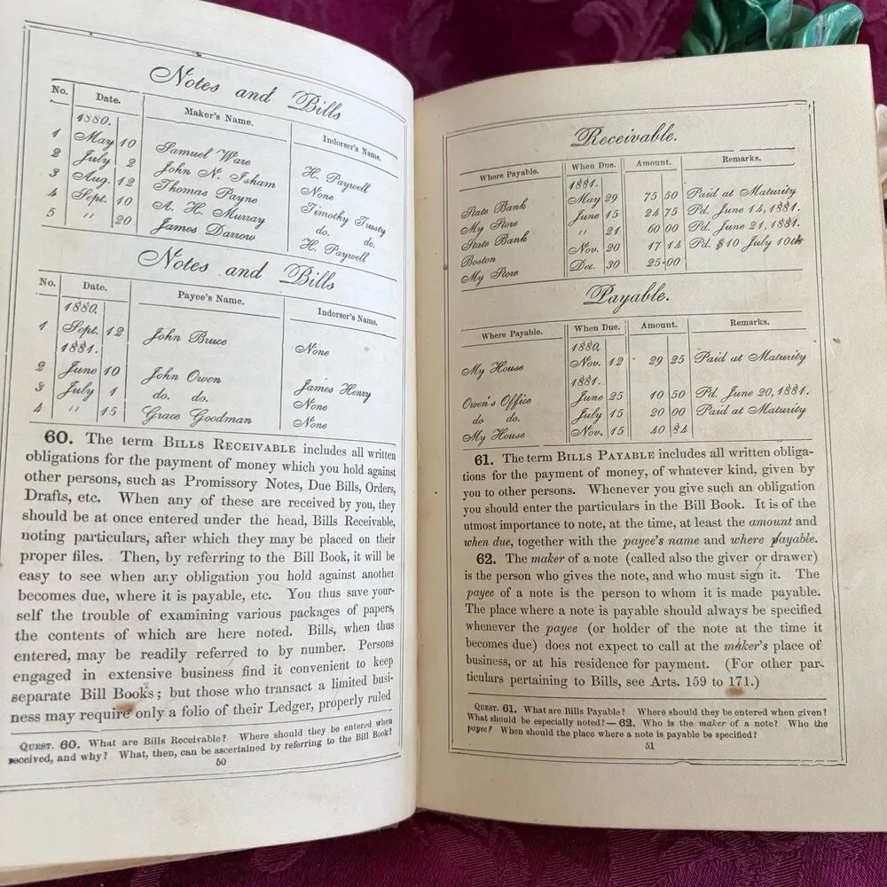 1880 Mayhew's Practical Book-Keeping by Ira Mayhew, Antique School Book